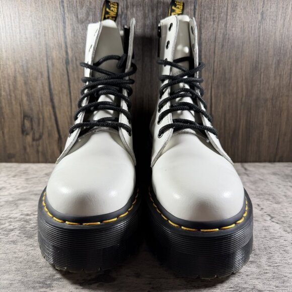 Dr Martens Jadon Platform White Leather Combat Boots Side Zip Womens Size 7 Doc - Picture 5 of 9